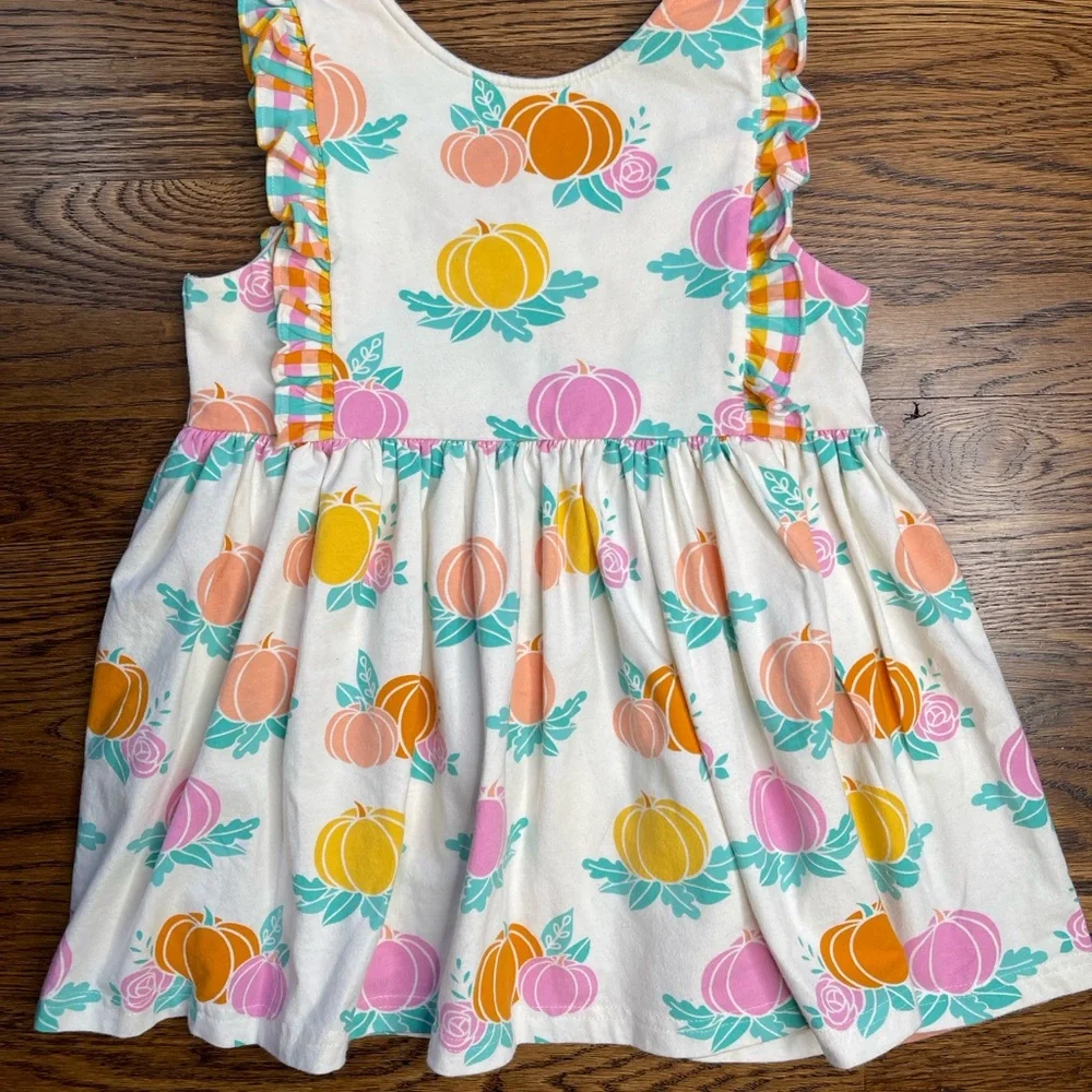 Eleanor Rose Girls Fall Rory Pumpkin Print Sleeveless Top w/ Ruffled Detail 7-8